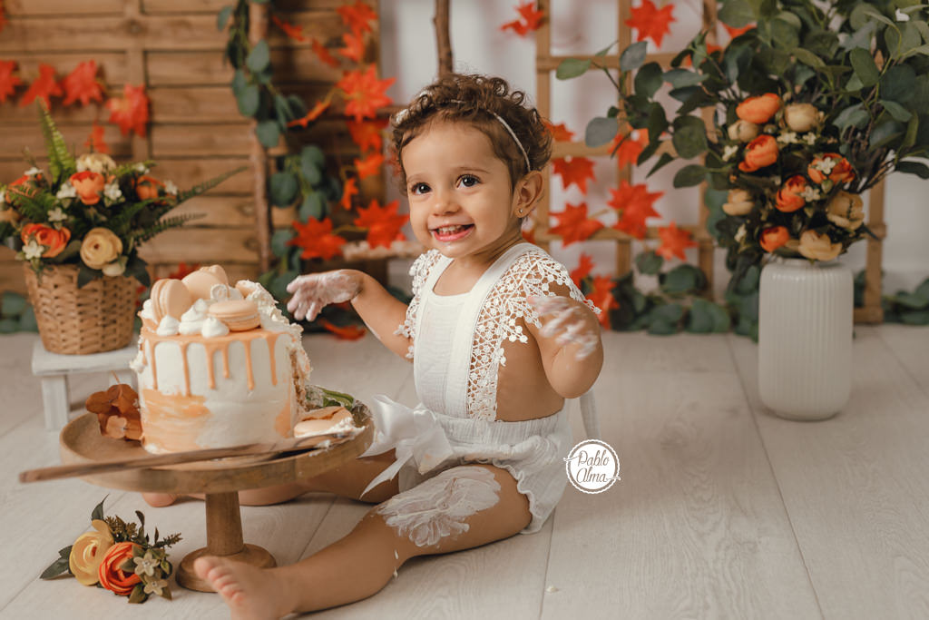 Smash Cake otoñal - Foto de cumple de Bebé