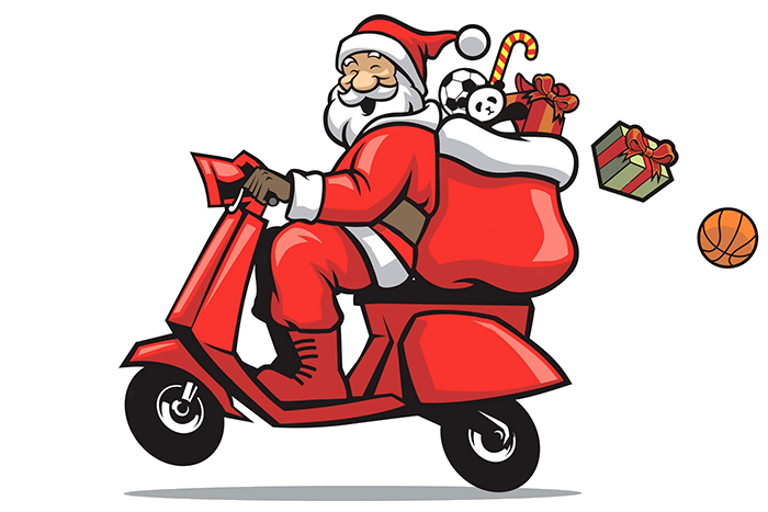 papa-noel-repartiendo-regalos-en-moto-roja---sin Ilustración Inspiración Decorado: Mini Sesiones Navidad Sevilla Vespa Roja con Pablo Alma